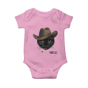 Funny Cowboy Cat Smoking Anti ICE Protest Meme Baby Onesie TS14 Light Pink Print Your Wear