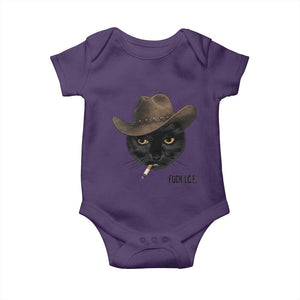 Funny Cowboy Cat Smoking Anti ICE Protest Meme Baby Onesie TS14 Purple Print Your Wear