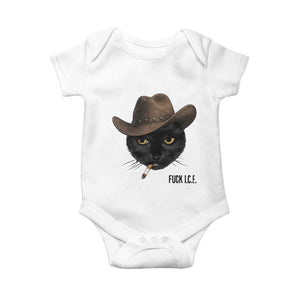 Funny Cowboy Cat Smoking Anti ICE Protest Meme Baby Onesie TS14 White Print Your Wear