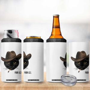 Funny Cowboy Cat Smoking Anti ICE Protest Meme 4 in 1 Can Cooler Tumbler TS14 Print Your Wear