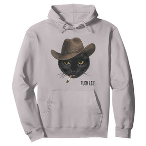 Funny Cowboy Cat Smoking Anti ICE Protest Meme Hoodie TS14 Ice Gray Print Your Wear