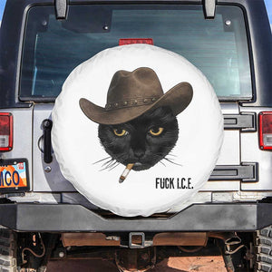 Funny Cowboy Cat Smoking Anti ICE Protest Meme Spare Tire Cover TS14 No hole White Print Your Wear