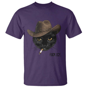 Funny Cowboy Cat Smoking Anti ICE Protest Meme T Shirt TS14 Purple Print Your Wear