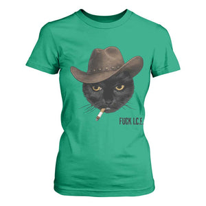 Funny Cowboy Cat Smoking Anti ICE Protest Meme T Shirt For Women TS14 Irish Green Print Your Wear