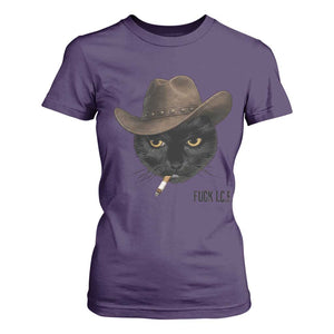Funny Cowboy Cat Smoking Anti ICE Protest Meme T Shirt For Women TS14 Purple Print Your Wear
