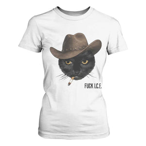 Funny Cowboy Cat Smoking Anti ICE Protest Meme T Shirt For Women TS14 White Print Your Wear
