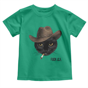 Funny Cowboy Cat Smoking Anti ICE Protest Meme Toddler T Shirt TS14 Irish Green Print Your Wear