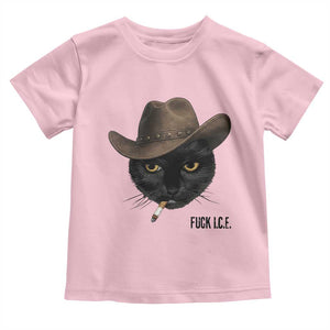 Funny Cowboy Cat Smoking Anti ICE Protest Meme Toddler T Shirt TS14 Light Pink Print Your Wear