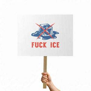 Ice Cube Anti ICE Immigration Human Rights Meme Protest Sign TS14 Horizontal 18" × 24" White Print Your Wear