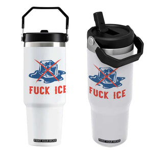 Ice Cube Anti ICE Immigration Human Rights Meme Flip Straw Tumbler TS14 One Size: 30 oz White Print Your Wear