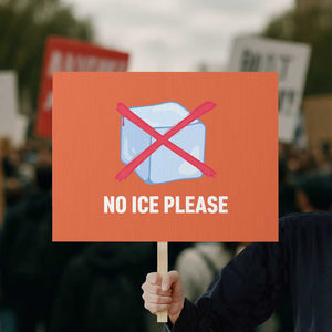 No Ice Please Protest Sign Ice Cube Anti ICE Deportation Human Rights Protest TS14 Horizontal 18" × 24" Orange Print Your Wear