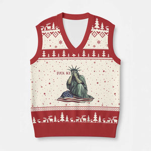 Statue of Liberty Anti ICE Deportation Human Rights Protest V-Neck Knit Sweater Vest TS14 Beige Red Print Your Wear