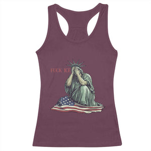 Statue of Liberty Anti ICE Deportation Human Rights Protest Racerback Tank Top TS14 Maroon Print Your Wear