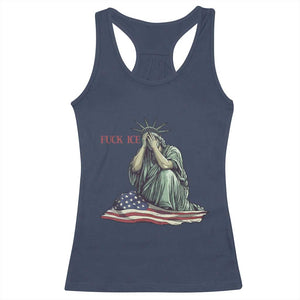 Statue of Liberty Anti ICE Deportation Human Rights Protest Racerback Tank Top TS14 Navy Print Your Wear