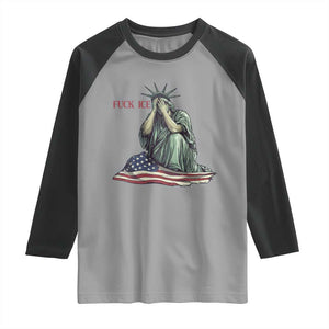Statue of Liberty Anti ICE Deportation Human Rights Protest Raglan Shirt TS14 Sport Gray Black Print Your Wear
