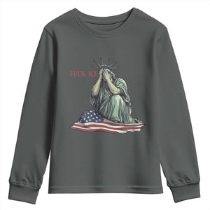 Statue of Liberty Anti ICE Deportation Human Rights Protest Youth Sweatshirt TS14 Dark Heather Print Your Wear