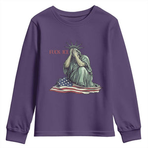 Statue of Liberty Anti ICE Deportation Human Rights Protest Youth Sweatshirt TS14 Purple Print Your Wear