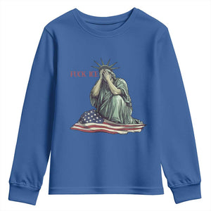 Statue of Liberty Anti ICE Deportation Human Rights Protest Youth Sweatshirt TS14 Royal Blue Print Your Wear