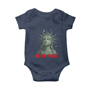 No Ice Please Baby Onesie Statue of Liberty Crying Anti ICE Deportation Human Rights TS14 Navy Print Your Wear