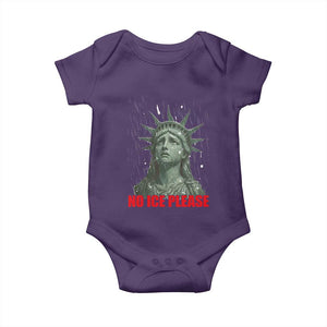 No Ice Please Baby Onesie Statue of Liberty Crying Anti ICE Deportation Human Rights TS14 Purple Print Your Wear