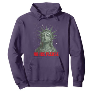 No Ice Please Hoodie Statue of Liberty Crying Anti ICE Deportation Human Rights TS14 Purple Print Your Wear