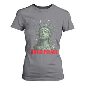 No Ice Please T Shirt For Women Statue of Liberty Crying Anti ICE Deportation Human Rights TS14 Charcoal Print Your Wear