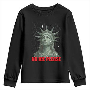 No Ice Please Youth Sweatshirt Statue of Liberty Crying Anti ICE Deportation Human Rights TS14 Black Print Your Wear