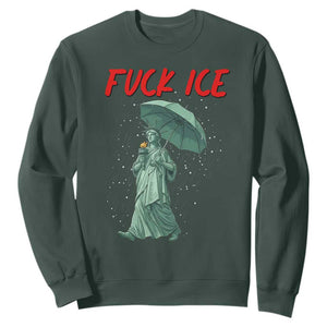Statue of Liberty Crying Anti ICE Protest Meme Sweatshirt TS14 Dark Forest Green Print Your Wear