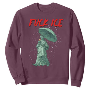 Statue of Liberty Crying Anti ICE Protest Meme Sweatshirt TS14 Maroon Print Your Wear