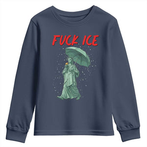 Statue of Liberty Crying Anti ICE Protest Meme Youth Sweatshirt TS14 Navy Print Your Wear