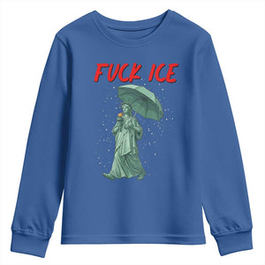 Statue of Liberty Crying Anti ICE Protest Meme Youth Sweatshirt TS14 Royal Blue Print Your Wear