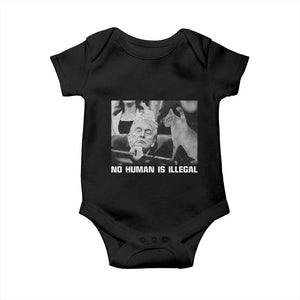 No Human Is Illegal Baby Onesie Funny Cat Anti ICE Meme TS14 Black Print Your Wear