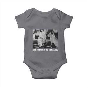 No Human Is Illegal Baby Onesie Funny Cat Anti ICE Meme TS14 Charcoal Print Your Wear