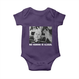 No Human Is Illegal Baby Onesie Funny Cat Anti ICE Meme TS14 Purple Print Your Wear