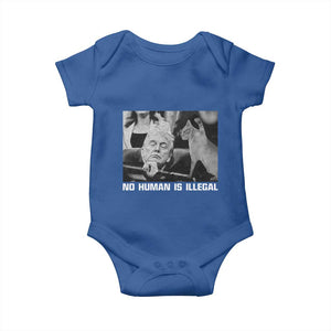 No Human Is Illegal Baby Onesie Funny Cat Anti ICE Meme TS14 Royal Blue Print Your Wear
