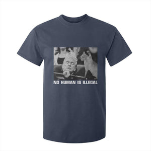 No Human Is Illegal T Shirt For Kid Funny Cat Anti ICE Meme TS14 Navy Print Your Wear