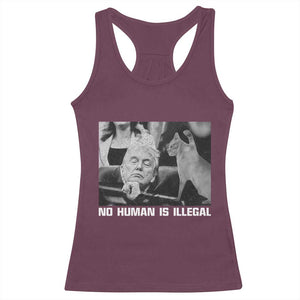 No Human Is Illegal Racerback Tank Top Funny Cat Anti ICE Meme TS14 Maroon Print Your Wear