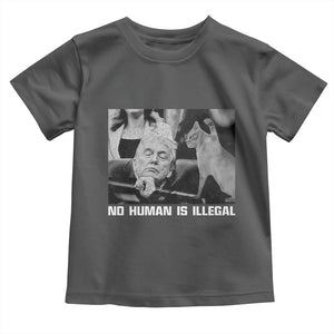 No Human Is Illegal Toddler T Shirt Funny Cat Anti ICE Meme TS14 Dark Heather Print Your Wear