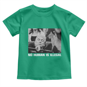 No Human Is Illegal Toddler T Shirt Funny Cat Anti ICE Meme TS14 Irish Green Print Your Wear