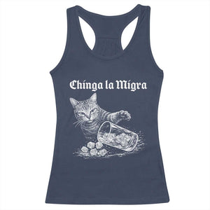 Funny Cat Anti ICE Meme Racerback Tank Top TS14 Navy Print Your Wear