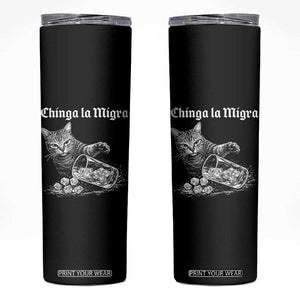 Funny Cat Anti ICE Meme Skinny Tumbler TS14 Black Print Your Wear