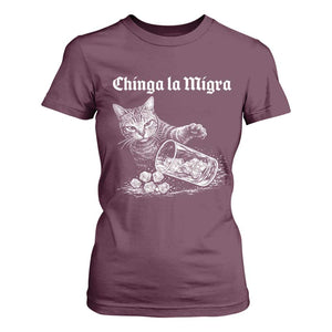 Funny Cat Anti ICE Meme T Shirt For Women TS14 Maroon Print Your Wear