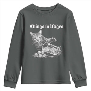 Funny Cat Anti ICE Meme Youth Sweatshirt TS14 Dark Heather Print Your Wear