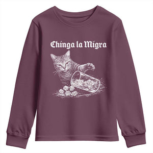 Funny Cat Anti ICE Meme Youth Sweatshirt TS14 Maroon Print Your Wear