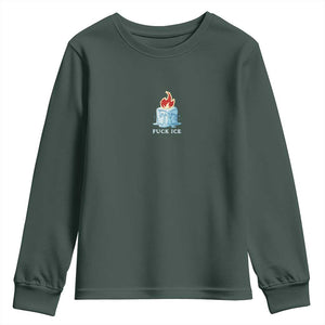 Fck Ice Youth Sweatshirt Anti ICE Immigration Deportation Human Rights Protest TS14 Dark Forest Green Print Your Wear
