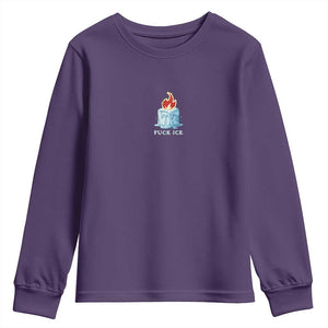 Fck Ice Youth Sweatshirt Anti ICE Immigration Deportation Human Rights Protest TS14 Purple Print Your Wear