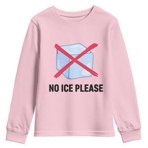 No Ice Please Youth Sweatshirt Subtle Anti ICE Deportation Human Rights TS14 Light Pink Print Your Wear