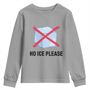 No Ice Please Youth Sweatshirt Subtle Anti ICE Deportation Human Rights TS14 Sport Gray Print Your Wear