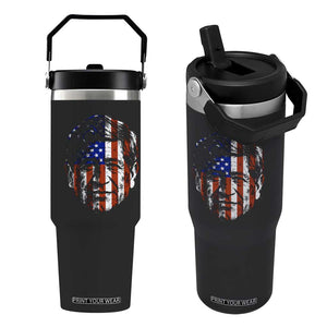 Cesar Chavez Flip Straw Tumbler Hispanic Heritage Month American Flag Portrait TS14 One Size: 30 oz Black Print Your Wear