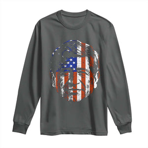 Cesar Chavez Long Sleeve Shirt Hispanic Heritage Month American Flag Portrait TS14 Dark Heather Print Your Wear